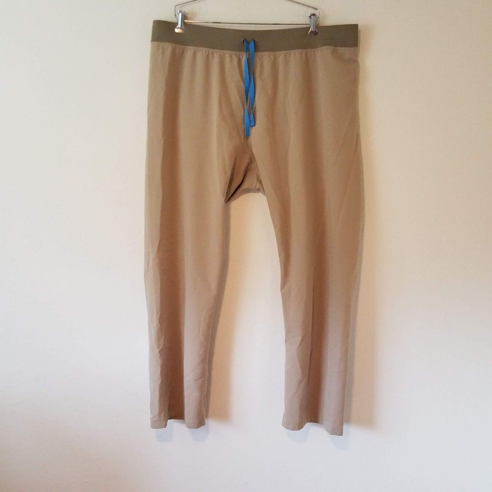 Figs Tan Pants with Blue Drawstring